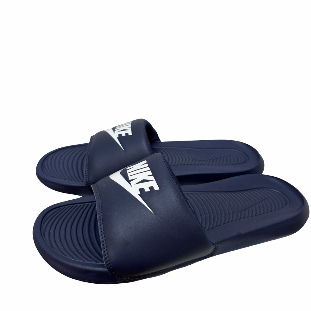 Nike Victori One Slide Mens US 11 EU 45 Navy White Summer Casual Pool Flip Flops - Picture 3 of 7